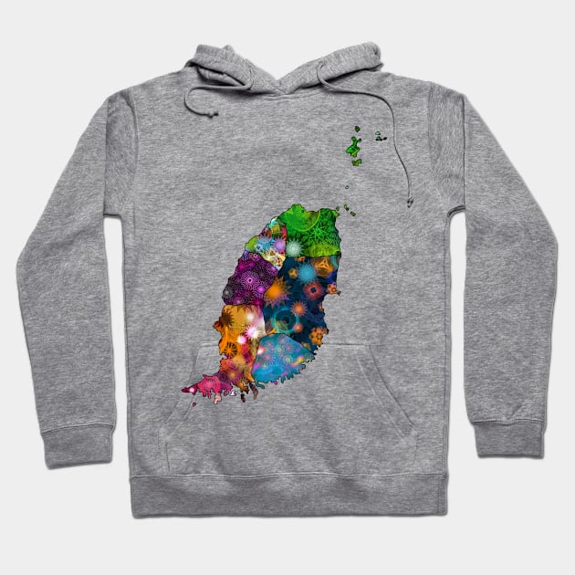 Spirograph Patterned Grenada Islands Map Hoodie by RachelEDesigns